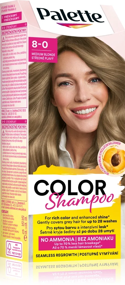 Schwarzkopf Palette Color Shampoo sävyttävä shampoo sävy 8-0 Medium Blonde 50 ml
