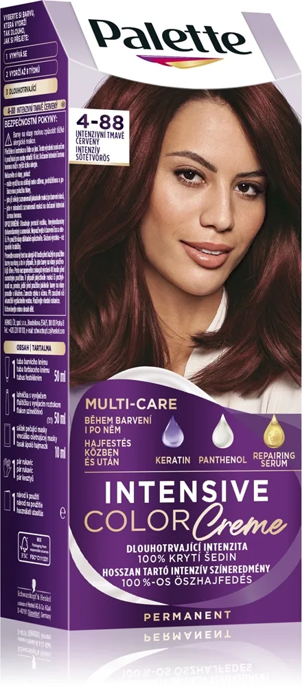 Schwarzkopf Palette Intensive Color Creme Permanent hårfärgningsmedel Skugga 4-88 (RF3) Intensive Dark Red 1 st.