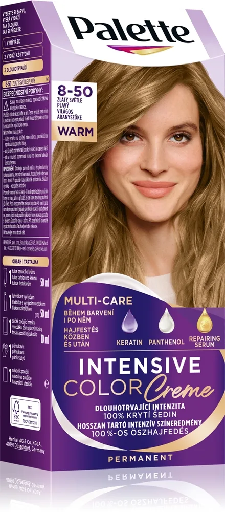 Schwarzkopf Palette Intensive Color Creme kestohiusväri sävy 8-50 Light Golden Blonde 1 kpl