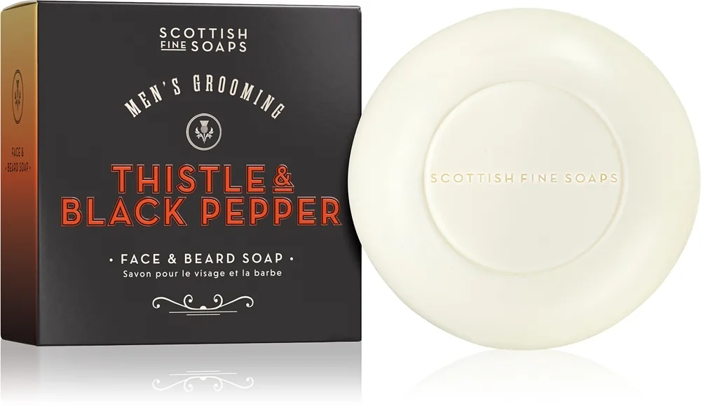Scottish Fine Soaps Thistle & Black Pepper palasaippua kasvoille ja partaan 100 g