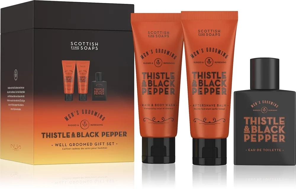 Scottish Fine Soaps Thistle & Black Pepper Well Groomed Gift Set Gavesæt til mænd