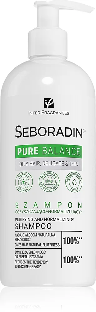 Seboradin Pure Balance puhdistava shampoo rasvoittuville, hennoille ja huokoisille hiuksille 400 ml