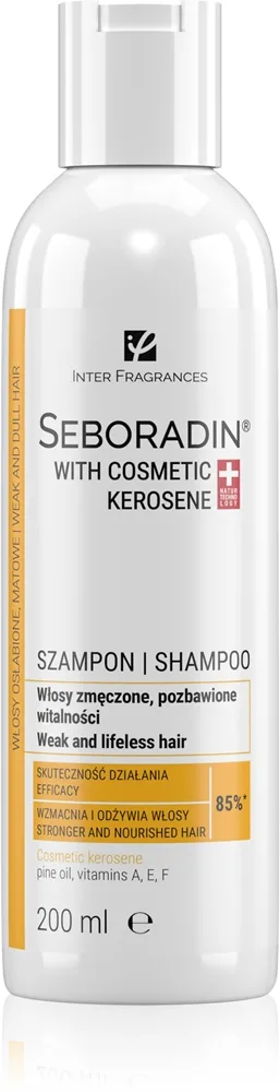 Seboradin With Cosmetic Kerosene shampoo hiusten vahvistamiseksi ja kiiltoa tuomaan 200 ml