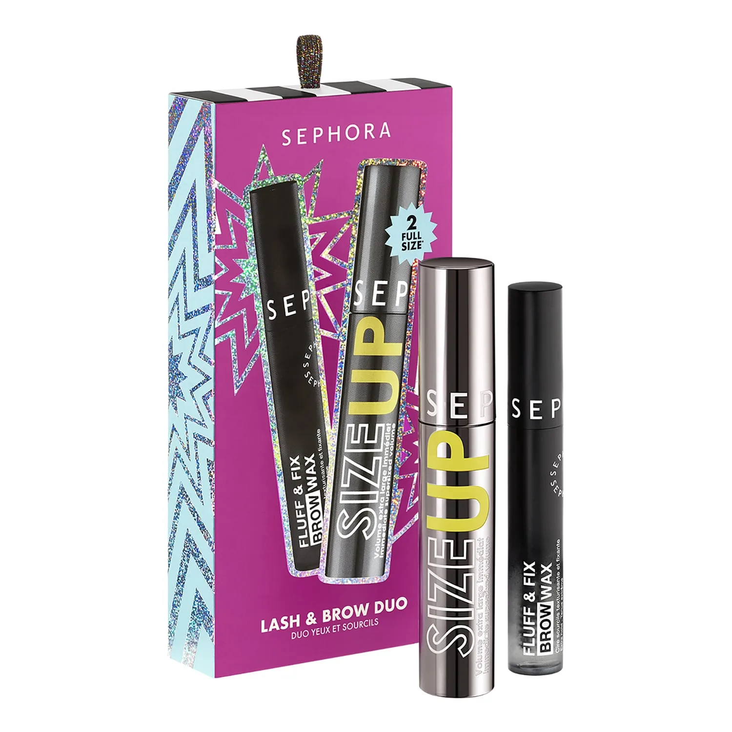 Sephora Collection - Øjne Og Øjenbryn - Size Up Mascara Med Øjenbrynsvoks Til Tekstur Og Fiksering - Lash & Brow Duo-26 Xms - For Women