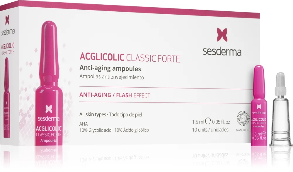 Sesderma Acglicolic Classic Forte Facial Fuktgivande serum mot rynkor Med A.H.A. (Alfa-hydroxisyror) 10x1.5 ml