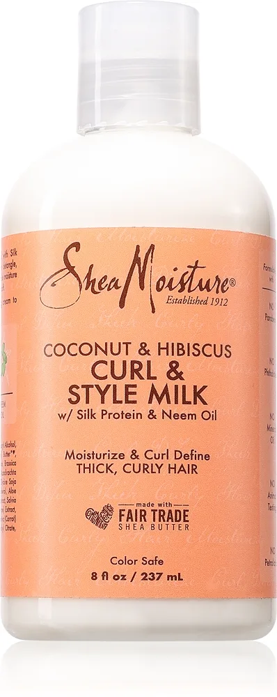 Shea Moisture Coconut & Hibiscus Curl & Style kosteuttava maito kiharille hiuksille 237 ml