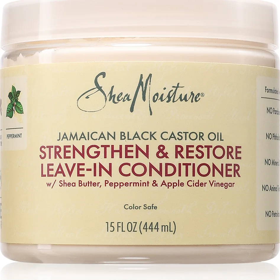 Shea Moisture Jamaican Black Castor Oil Strengthen & Restore hiuksiin jätettävä hoitoaine kiharille hiuksille 431 ml