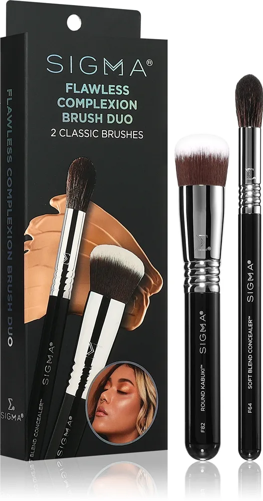 Sigma Beauty Brush Duo Flawless Complexion Set av borstar För perfekt utseende