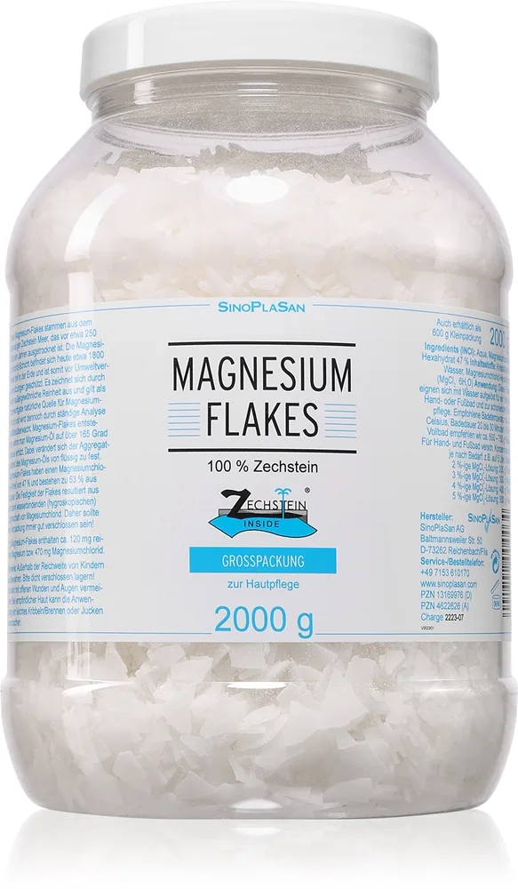 SinoPlaSan Magnesium-Flakes 100% Zechstein magnesium för bad 2000 g