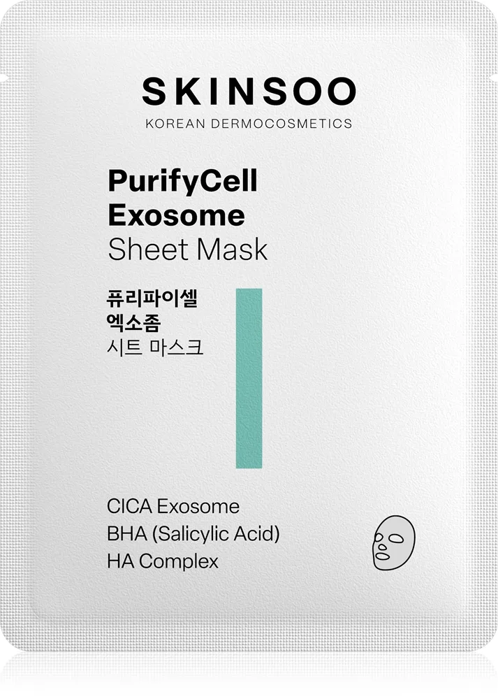 SKINSOO PurifyCell Exosome Sheet Mask Lindrande arkmask för ansiktet 22 g