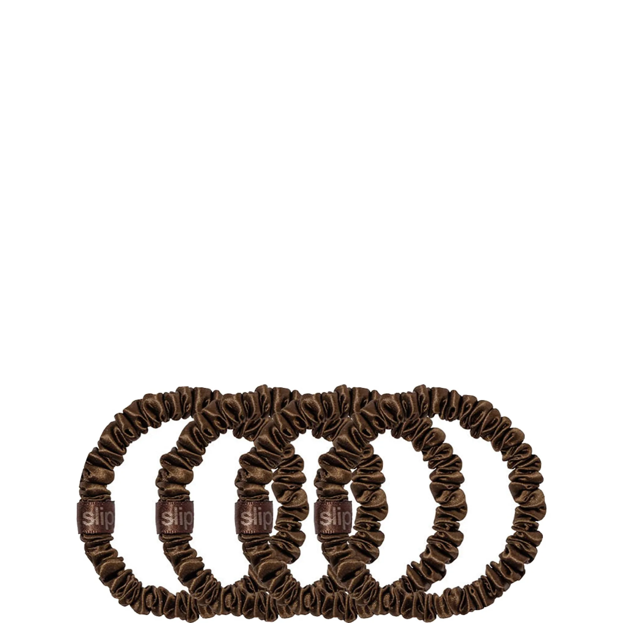 Slip Pure Silk Back To Basics Skinny Scrunchies Dark Brown Hårsnodd