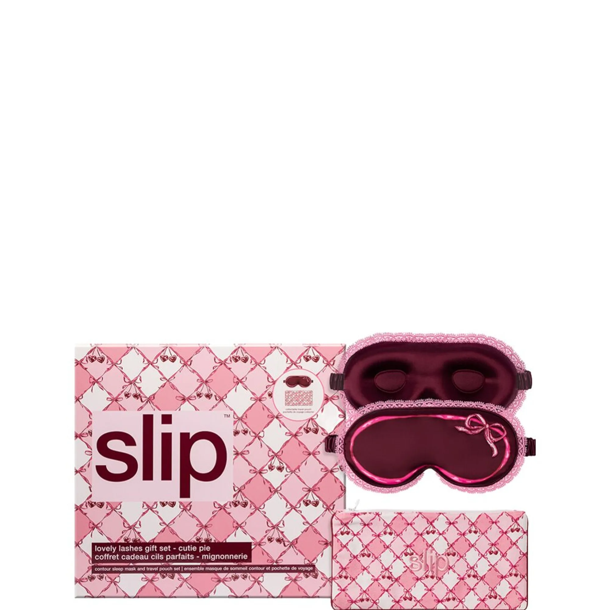Slip Pure Silk Lovely Lashes Gift Set with Lace Trim - Cutie Pie Natmaske