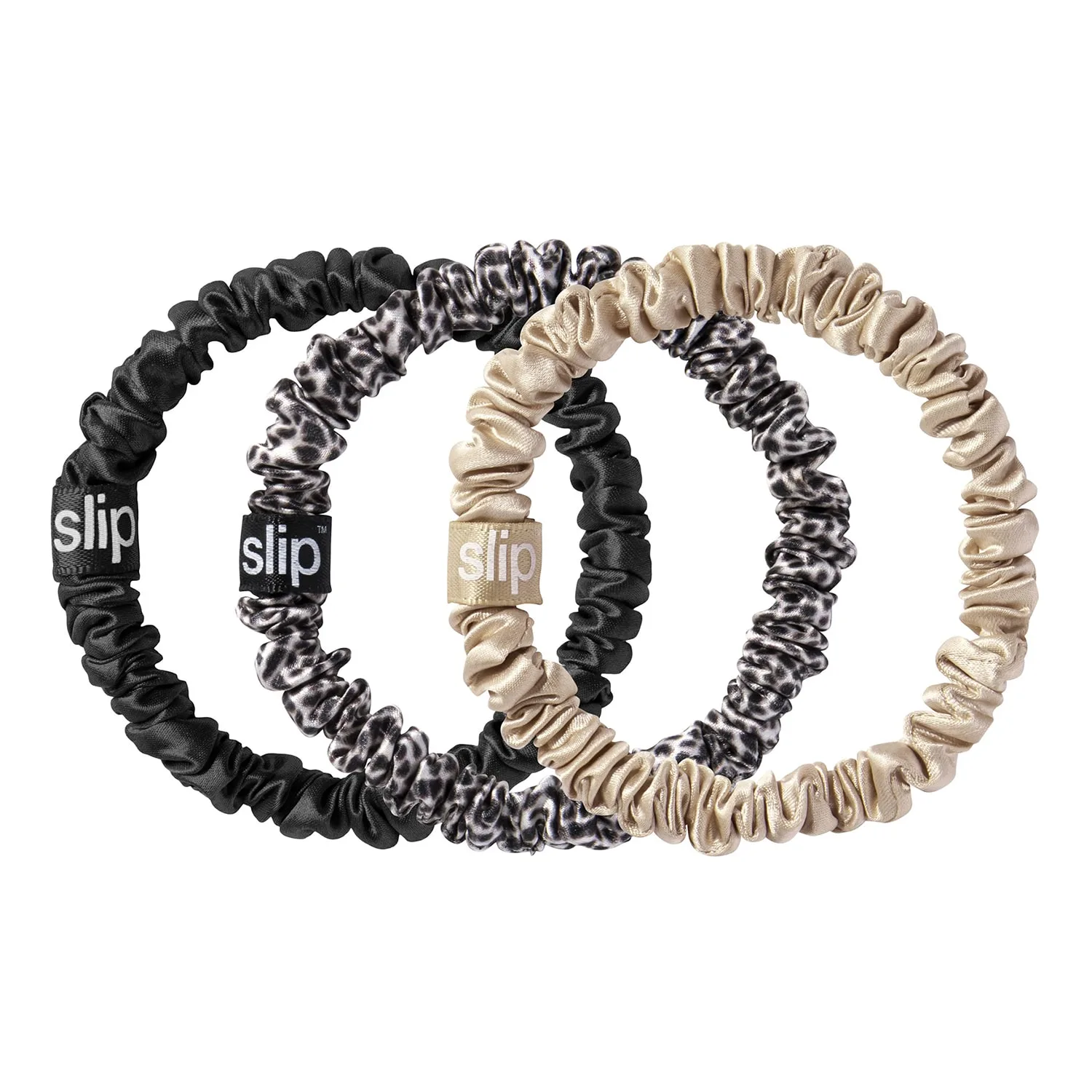 Slip Pure Silk Hair Scrunchies - black / caramel / leopard Hårsnodd