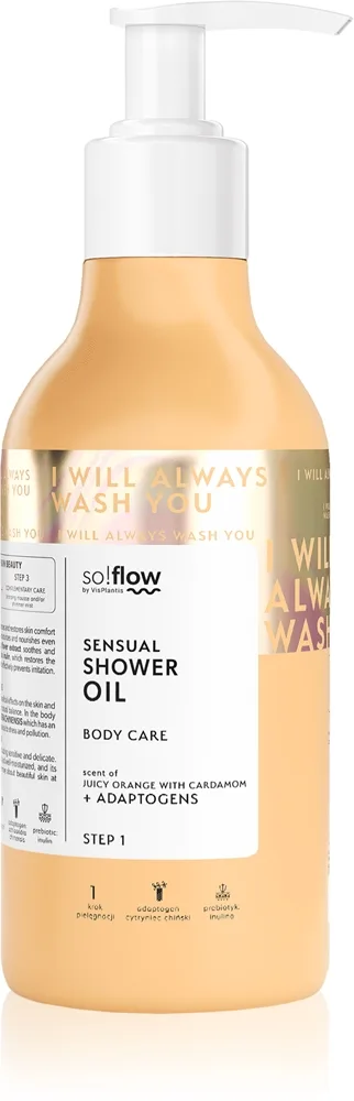 so!flow Sensual Shower Oil suihkuöljy kuivalle iholle Orange with Cardamom 400 ml
