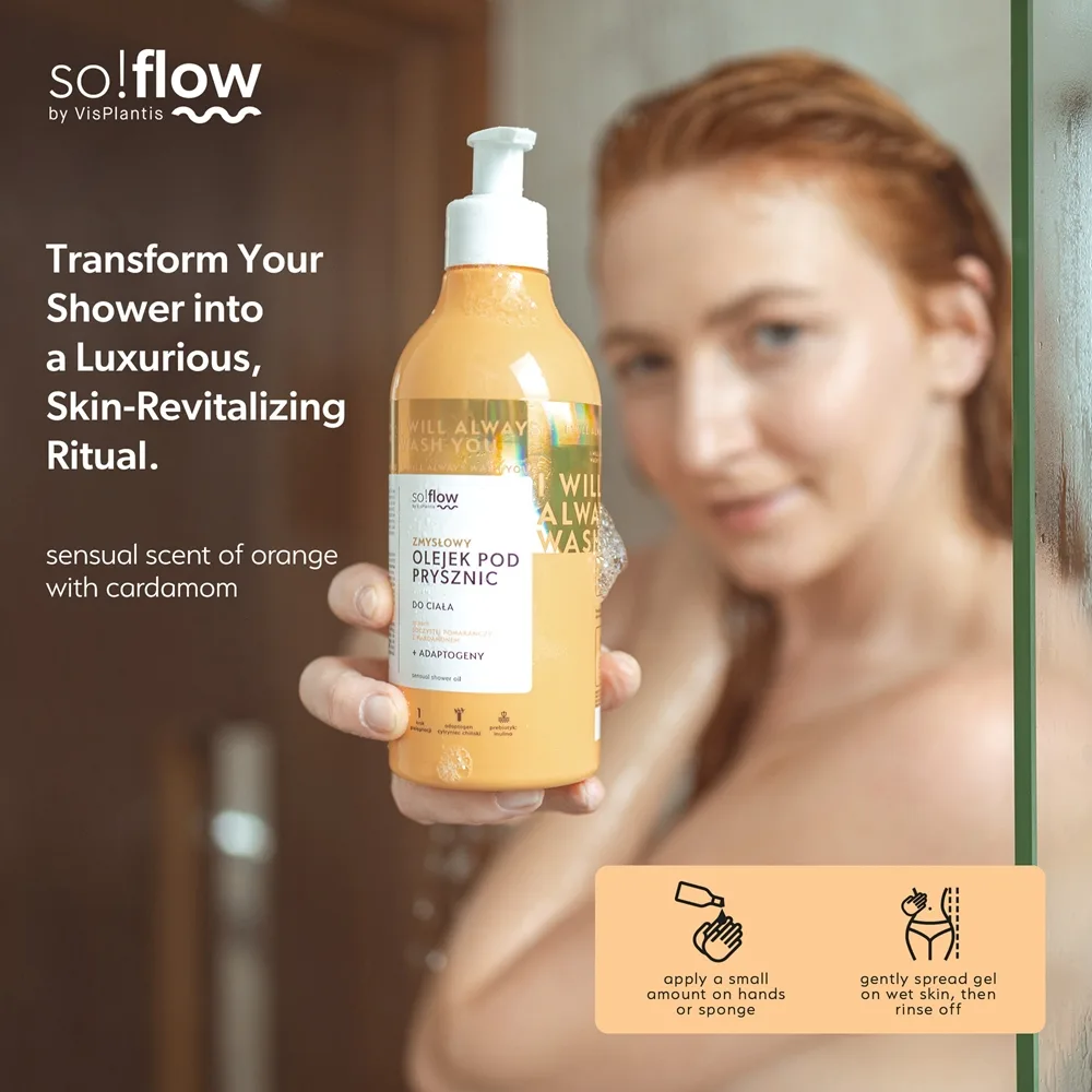 so!flow Sensual Shower Oil Duscholja För torr hud Orange with Cardamom 400 ml
