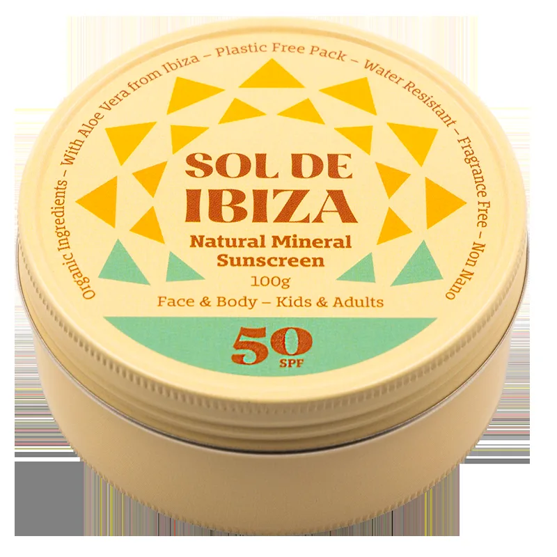 Sol De Ibiza Face & Body Tin Natural Mineral Protect Sunscreen SPF50 (35 g)