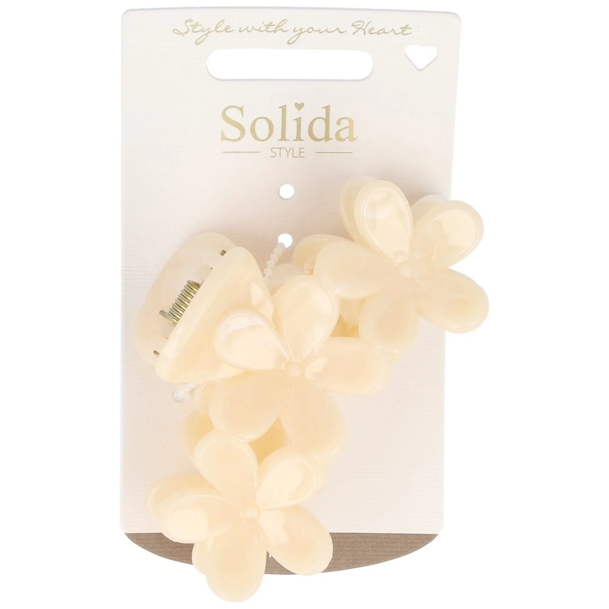 Solida Haarklammer Blumenform beige Hårklämmor