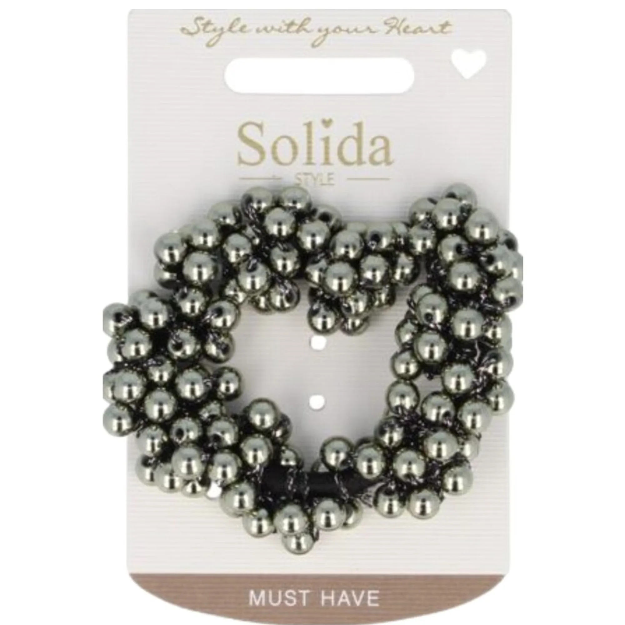Solida Hårelastik grå perler Hårelastik