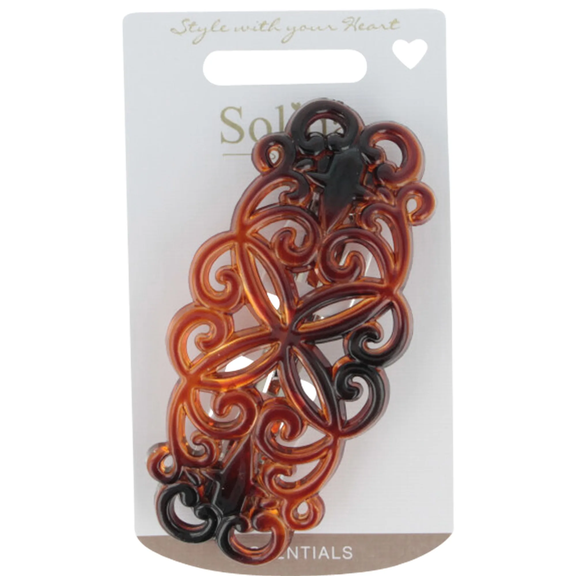 Solida Patentspange havanna Schnörkel shiny Hiuspinnit
