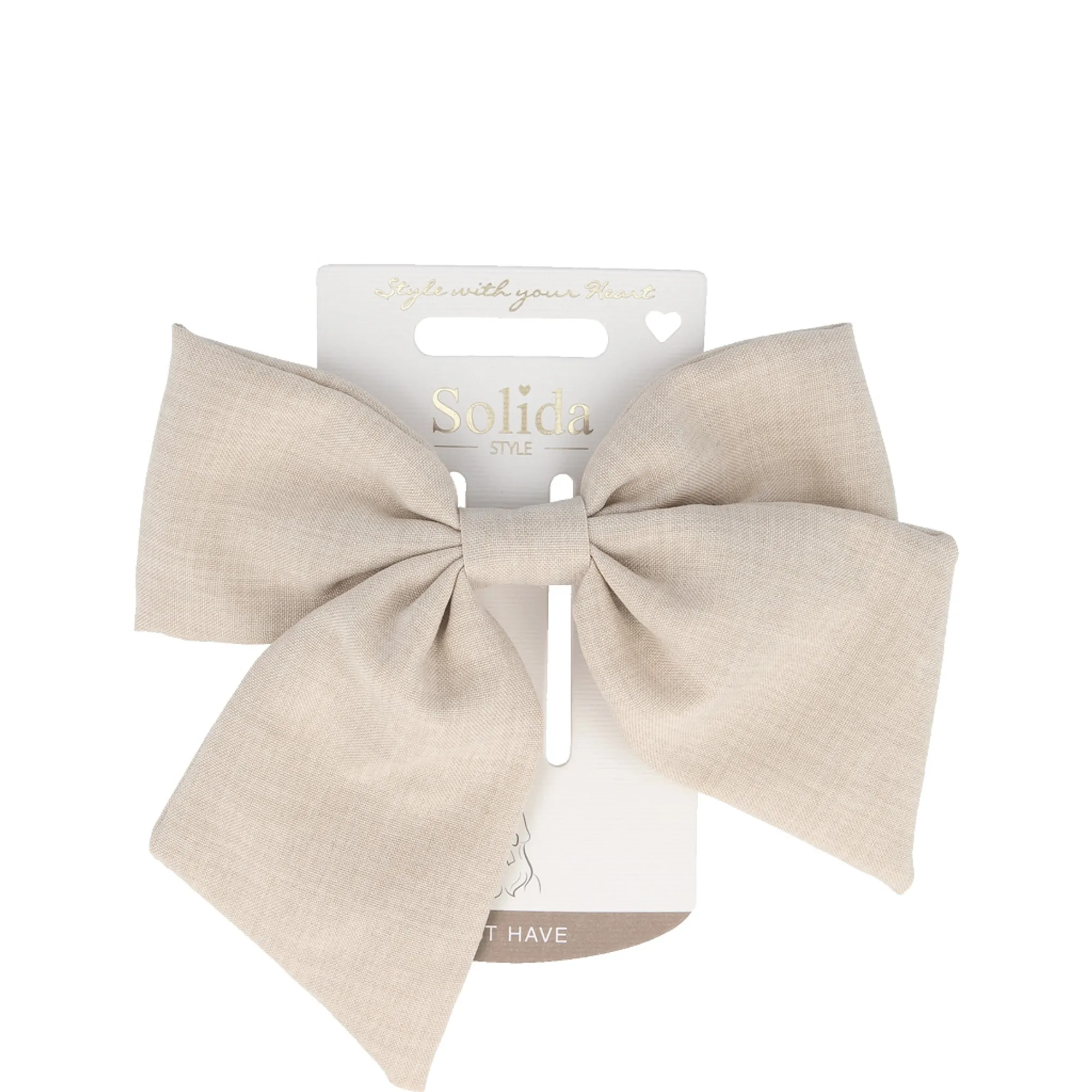 Solida Patentspange Schleife beige Hårklämmor