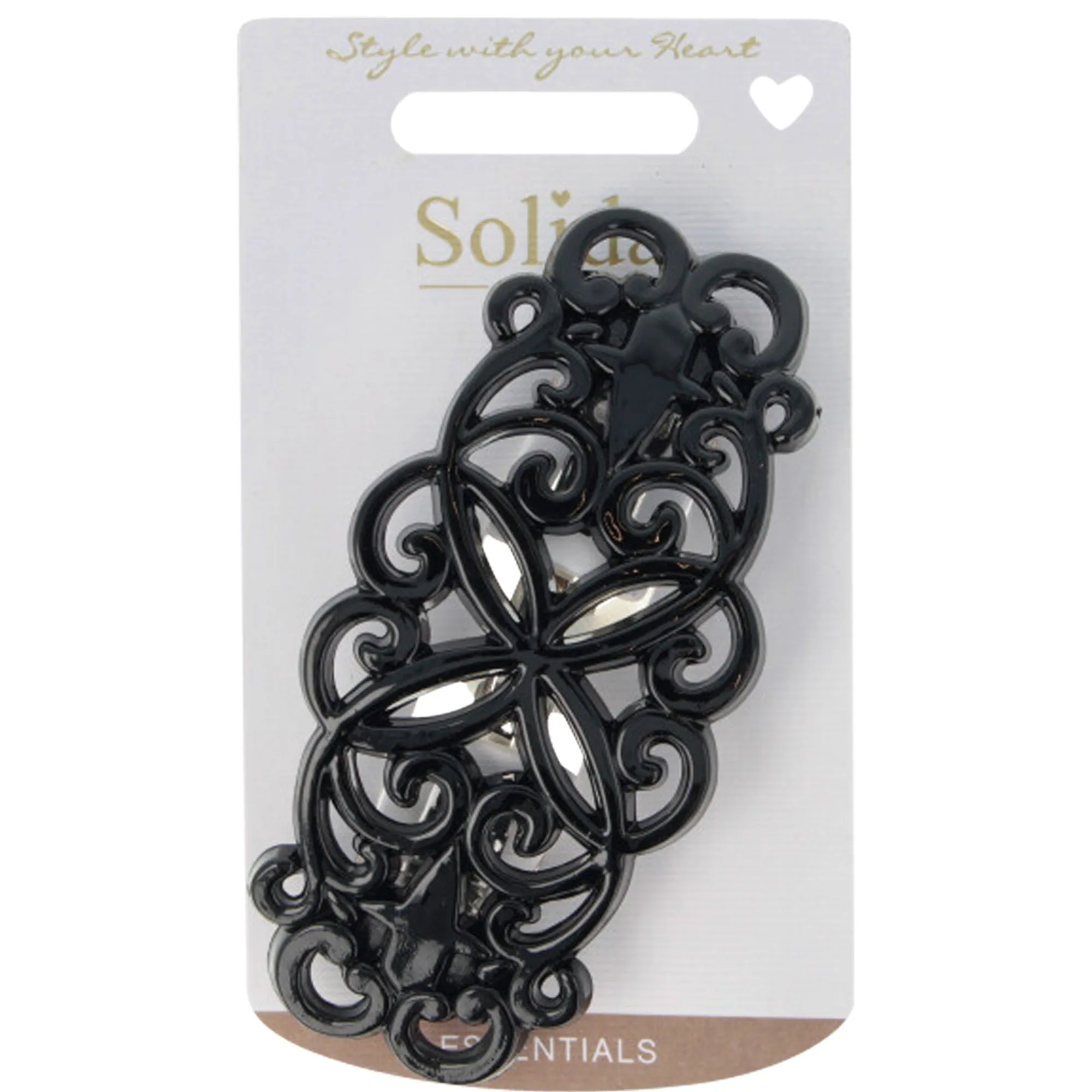 Solida Patentspange schwarz shiny, Ornamente Hiuspinnit