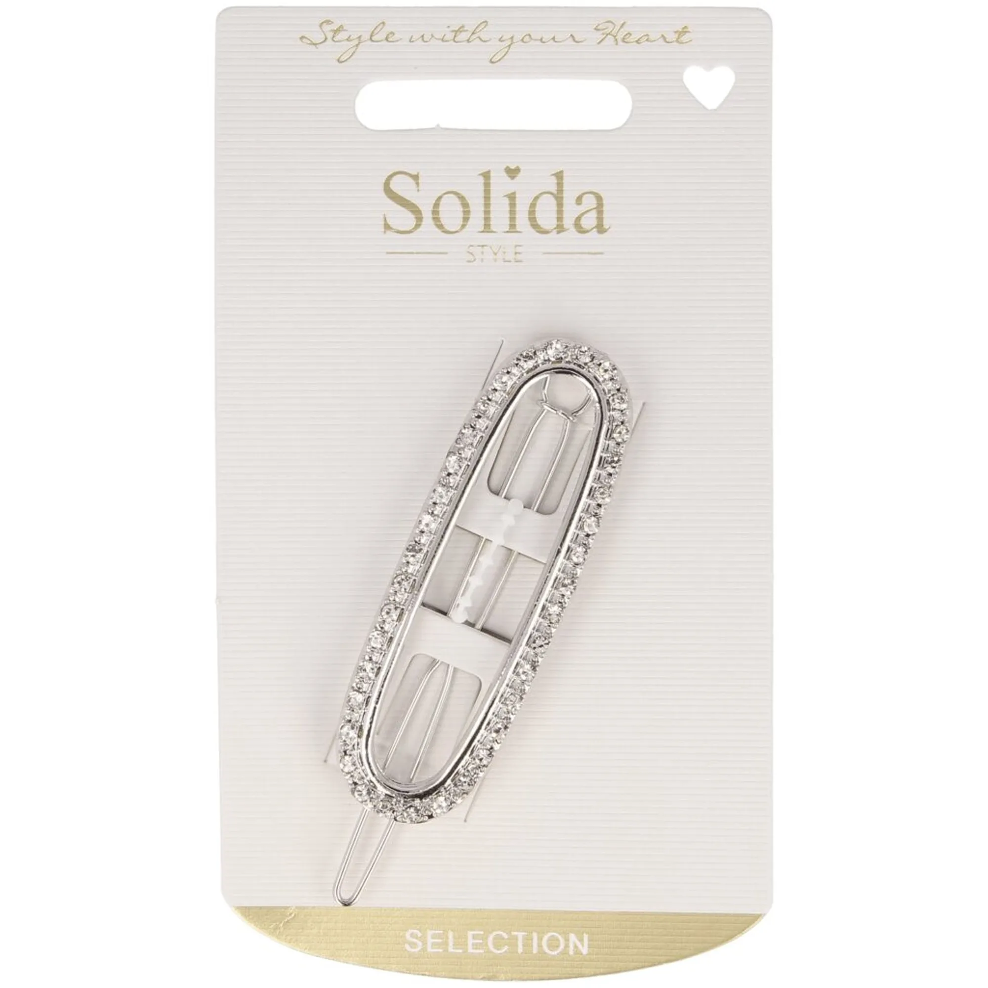 Solida Patentspange silber mit Strass Hårklämmor