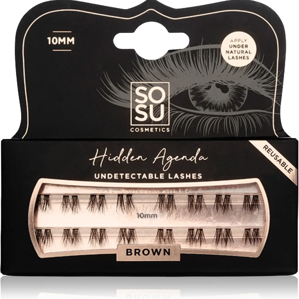 SOSU Cosmetics Hidden Agenda Undetectable Lashes Knutlösa individuella klusterfransar 10mm Brown 16 st.