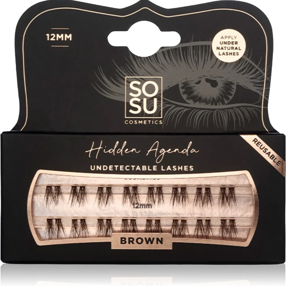 SOSU Cosmetics Hidden Agenda Undetectable Lashes Knutlösa individuella klusterfransar 12 mm Brown 16 st.