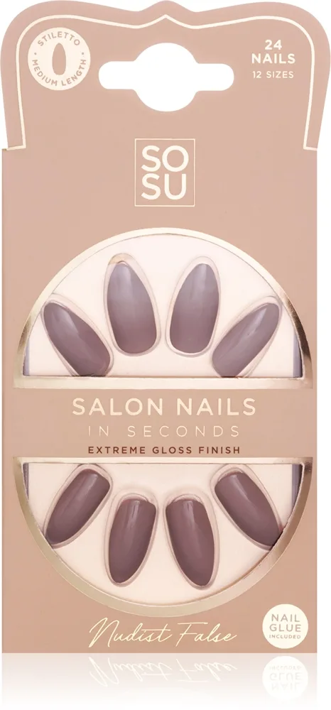SOSU Cosmetics Salon Nails kunstige negle Skygge Nudist 24 stk.