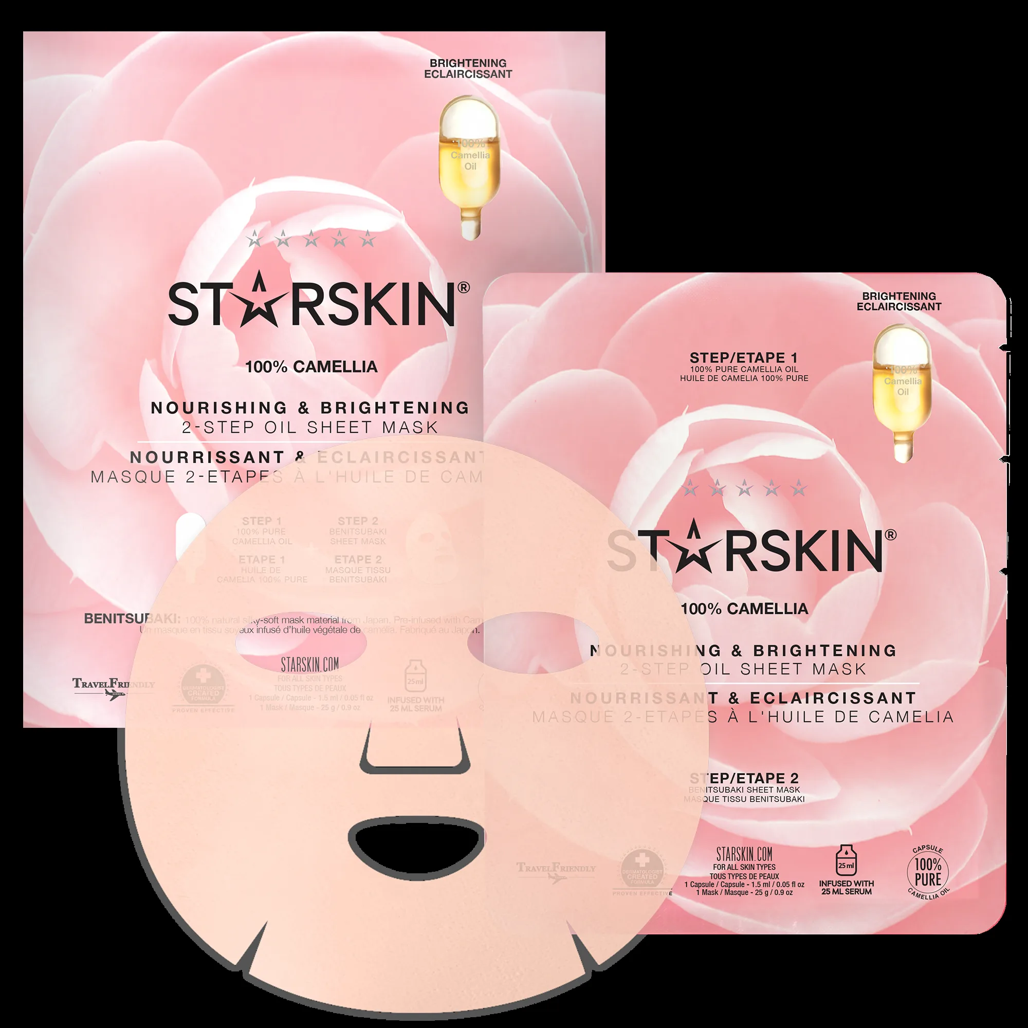 Starskin 100% Camellia Nourishing & Brightening 2-Step Oil Sheet Mask - 25 g