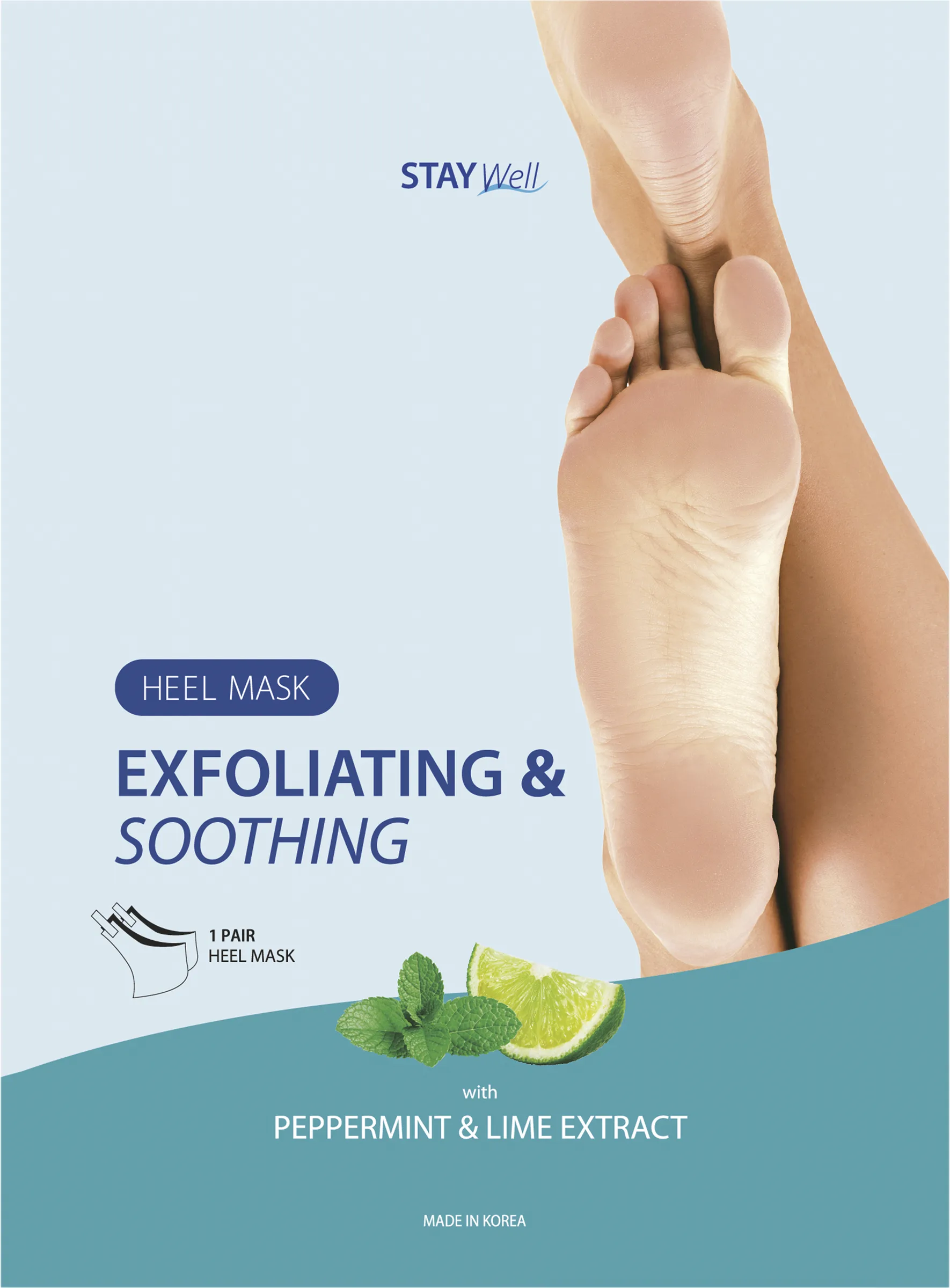Stay Well Exfoliating Heel Mask Peppermint & Lime 1 par