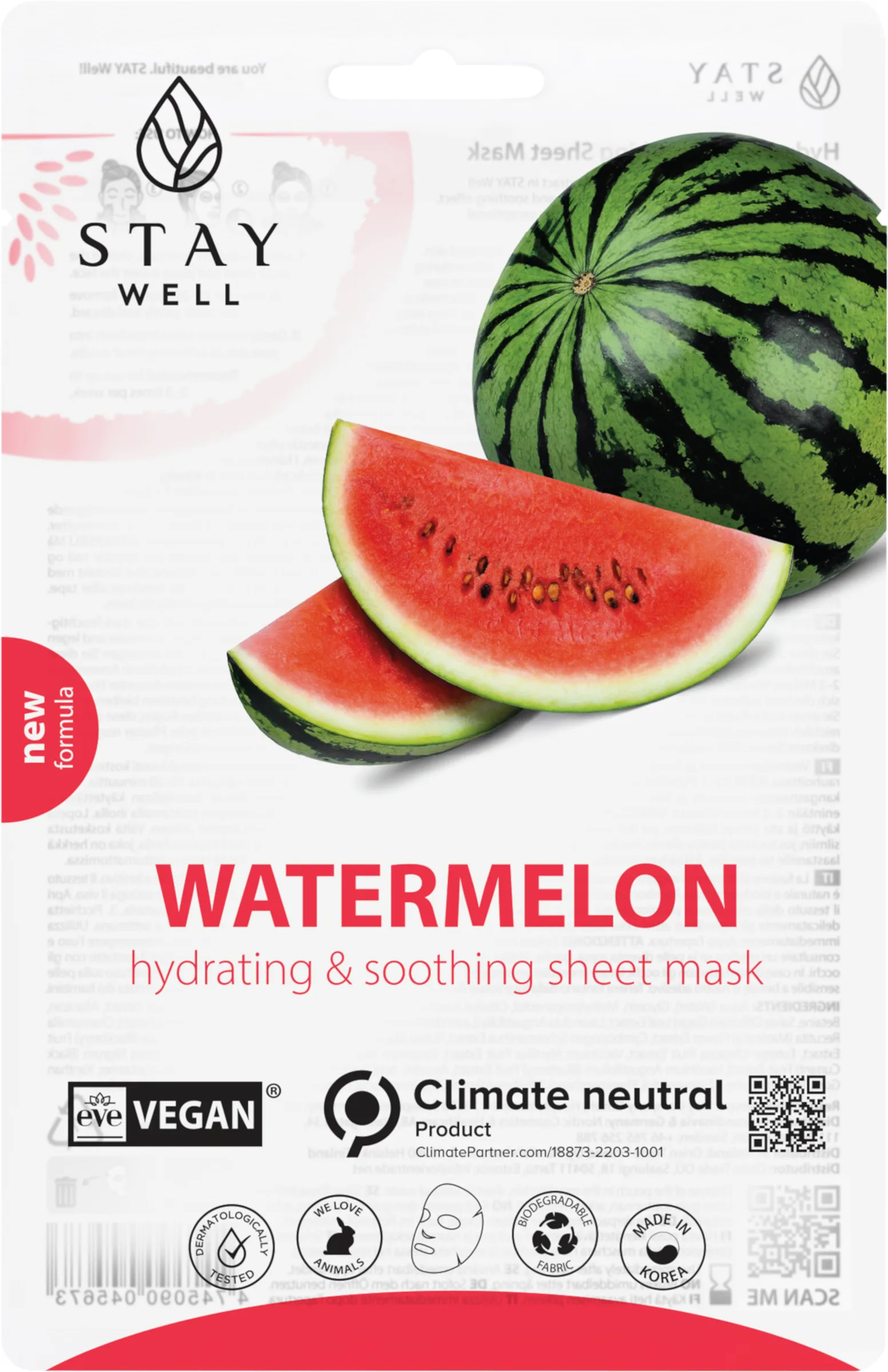 Stay Well Vegan Sheet Mask Watermelon 1 st