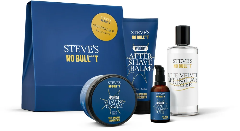 Steve's No Bull***t Shaving Box Blue Velvet Presentförpackning för rakning för män