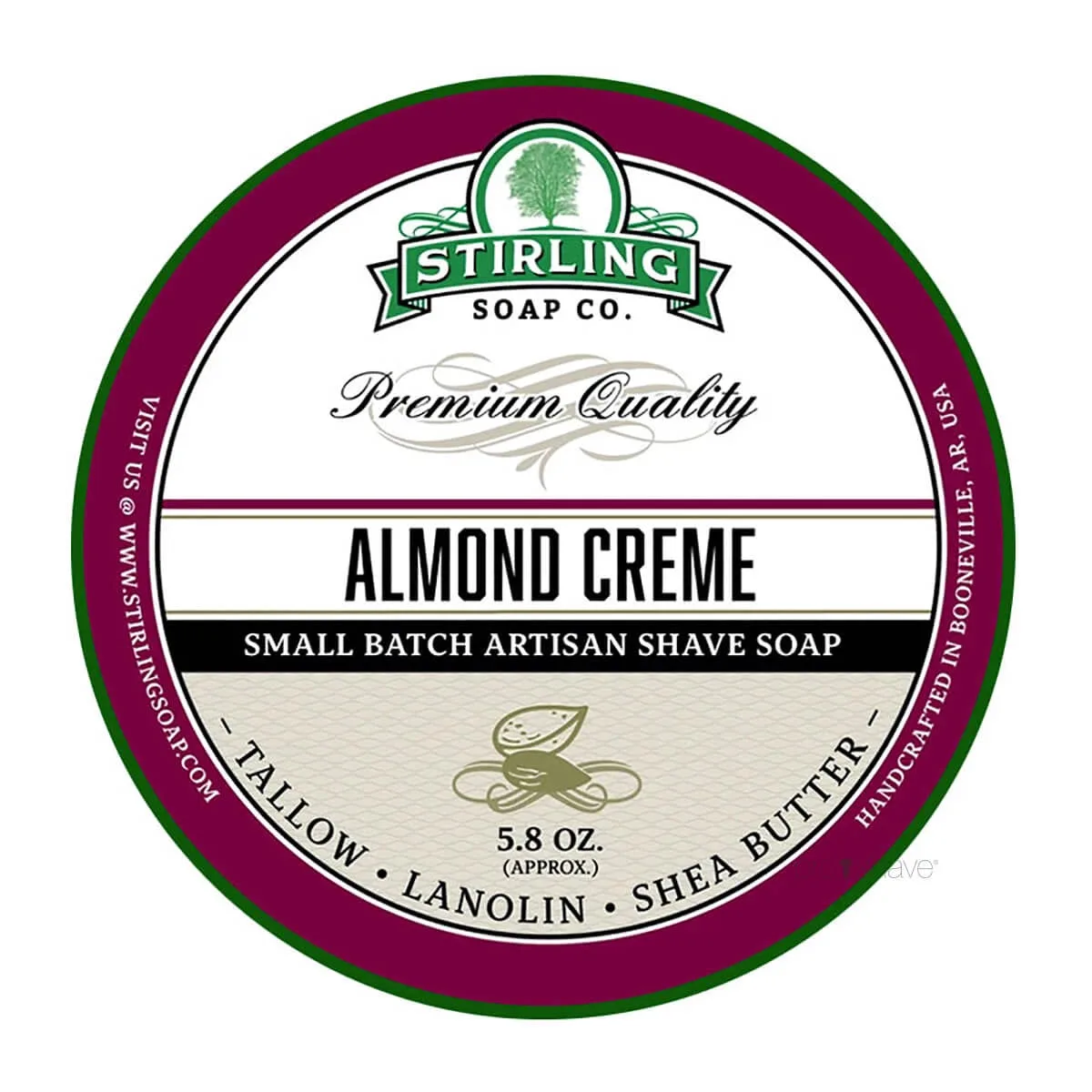 Stirling Soap Company Barbersæbe, Almond Creme, 170 ml.