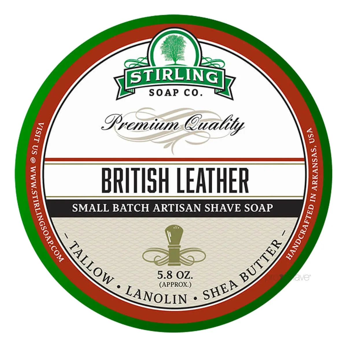 Stirling Soap Company Barbersæbe, British Leather, 170 ml.