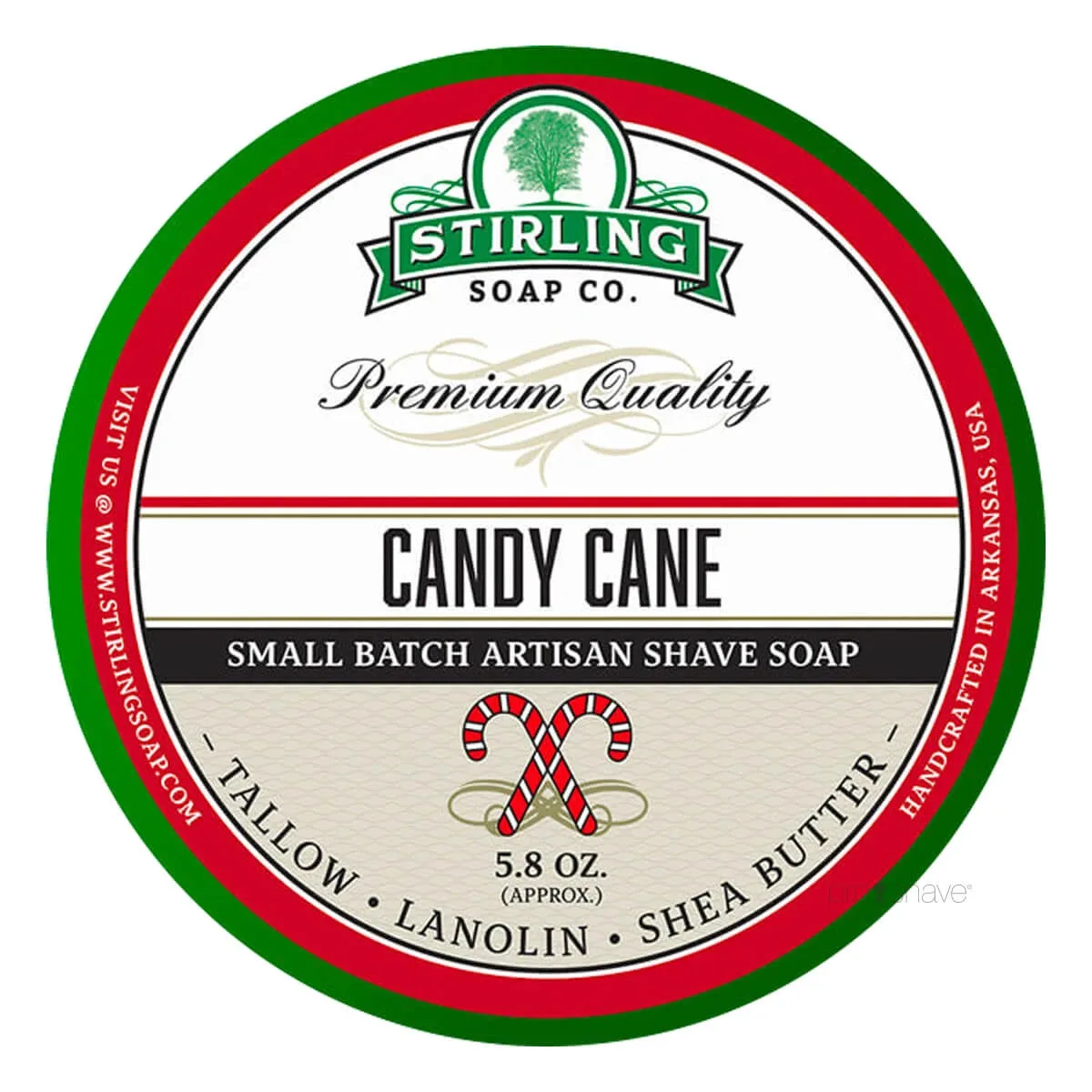 Stirling Soap Company Barbersæbe, Candy Cane, 170 ml.