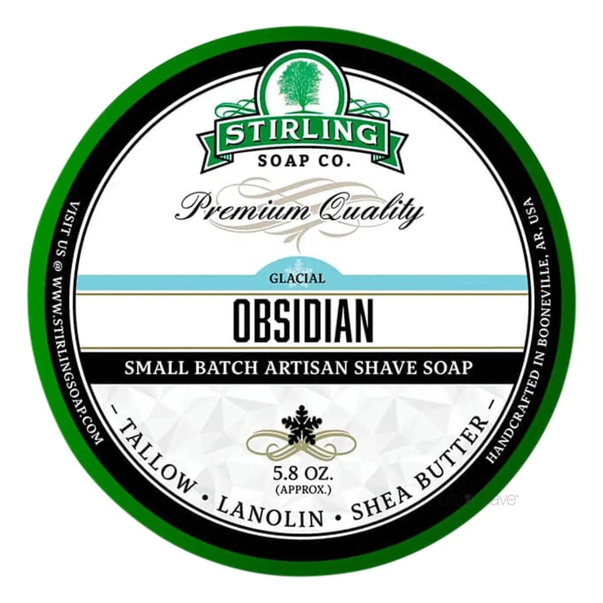 Stirling Soap Company Barbersæbe, Glacial Obsidian, 170 ml.