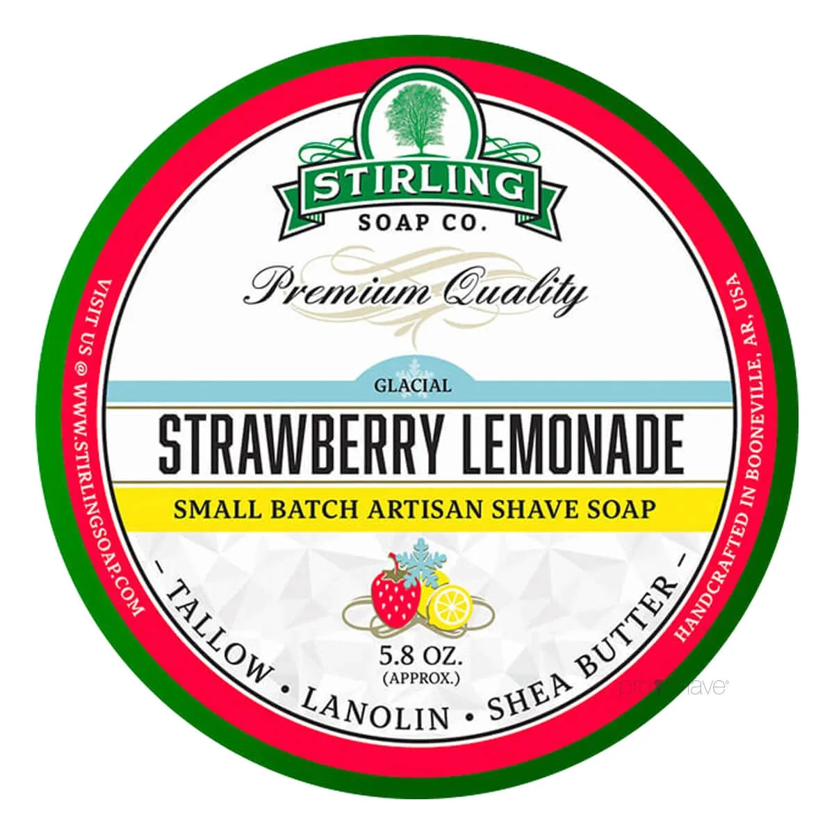 Stirling Soap Company Barbersæbe, Glacial - Strawberry Lemonade, 170 ml.