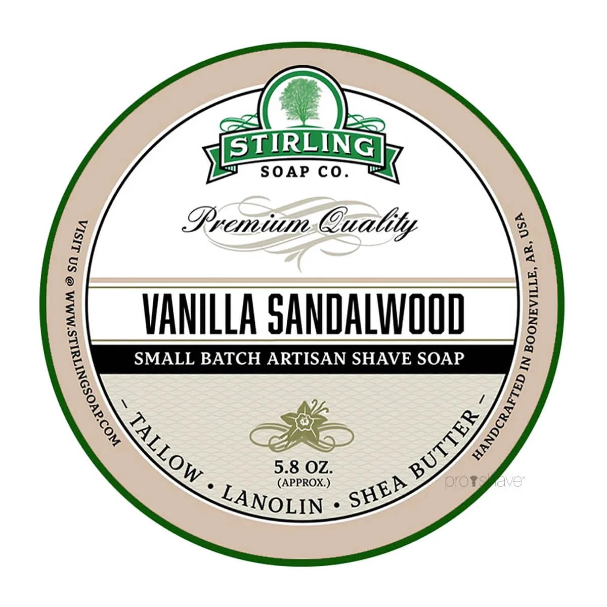 Stirling Soap Company Barbersæbe, Vanilla Sandalwood, 170 ml.
