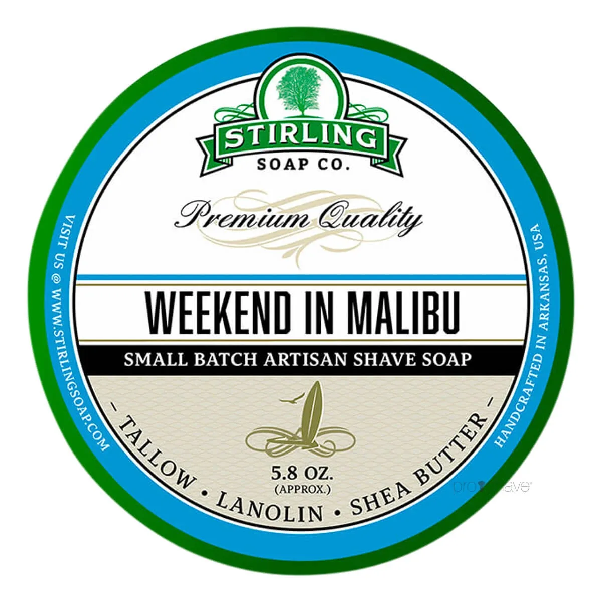 Stirling Soap Company Barbersæbe, Weekend in Malibu, 170 ml.