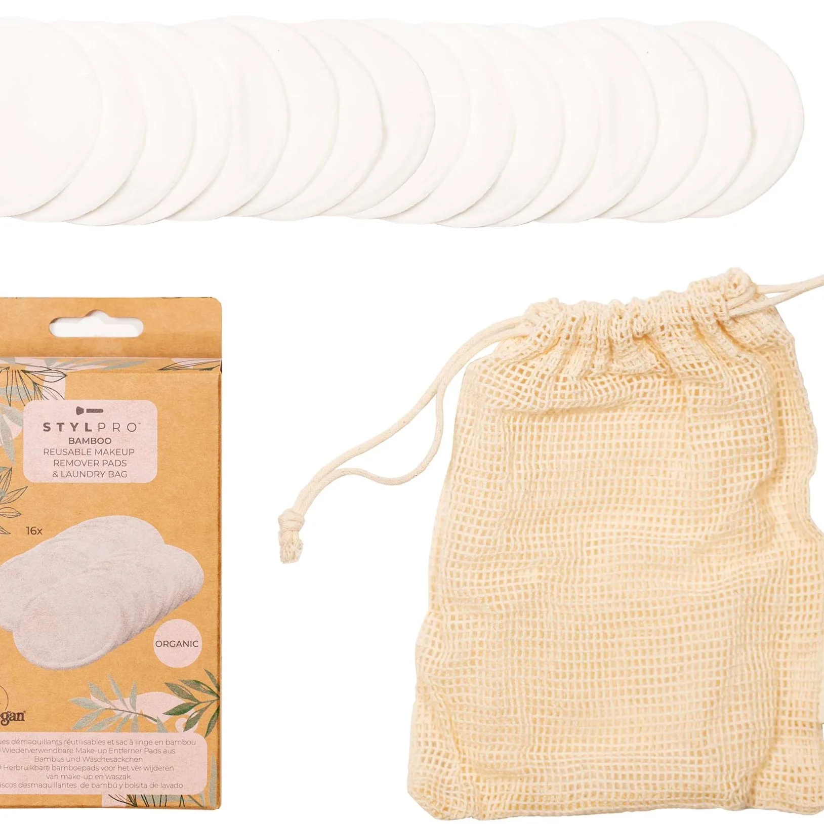 STYLPRO Reusable Bamboo Makeup Remover Pads 16-Pack