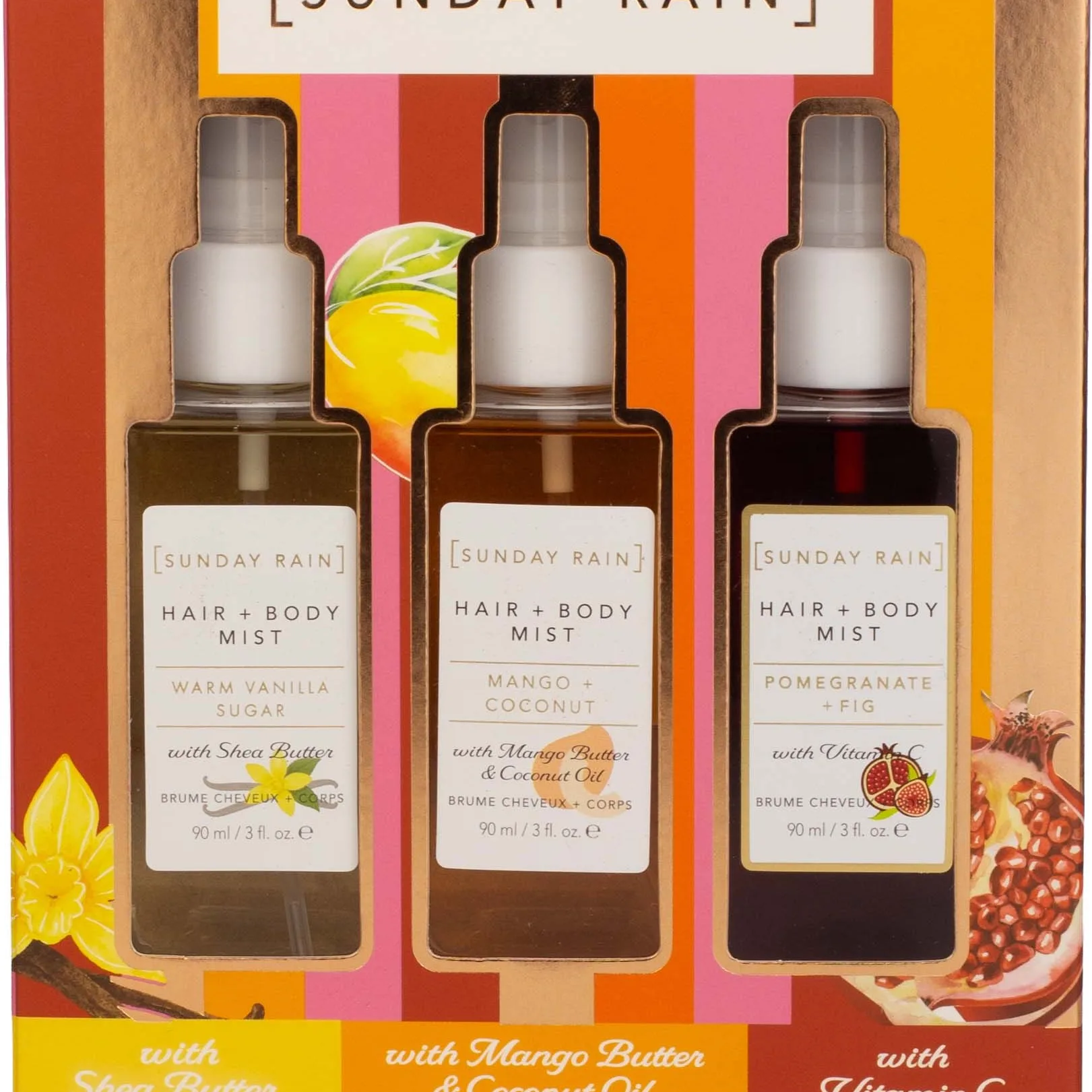 Sunday Rain Hair + Body Mist Trio