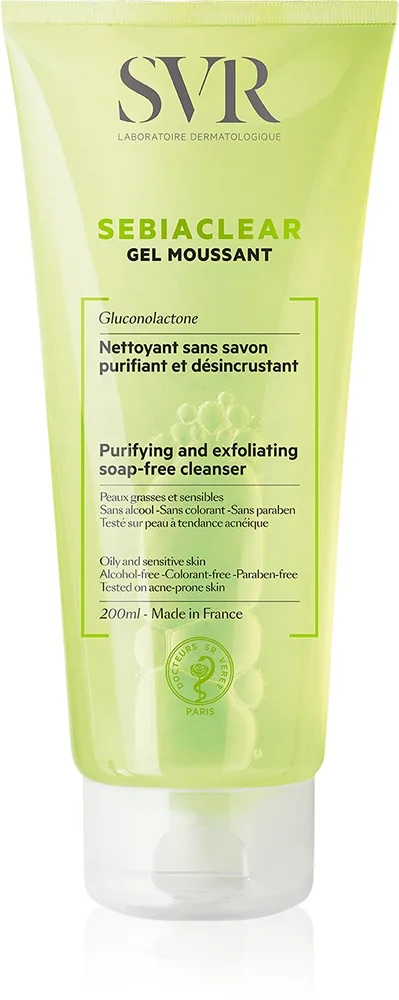 SVR Sebiaclear Gel Moussant vaahtoava puhdistusgeeli rasvoittuvalle ja ongelmaiholle 200 ml