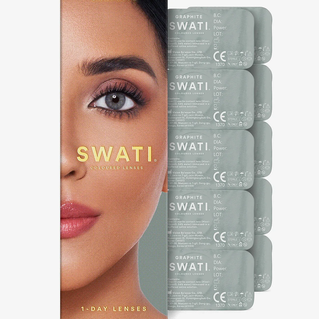 SWATI Cosmetics Graphite 1-Day Lenses (2X5 Pairs) - 30 g