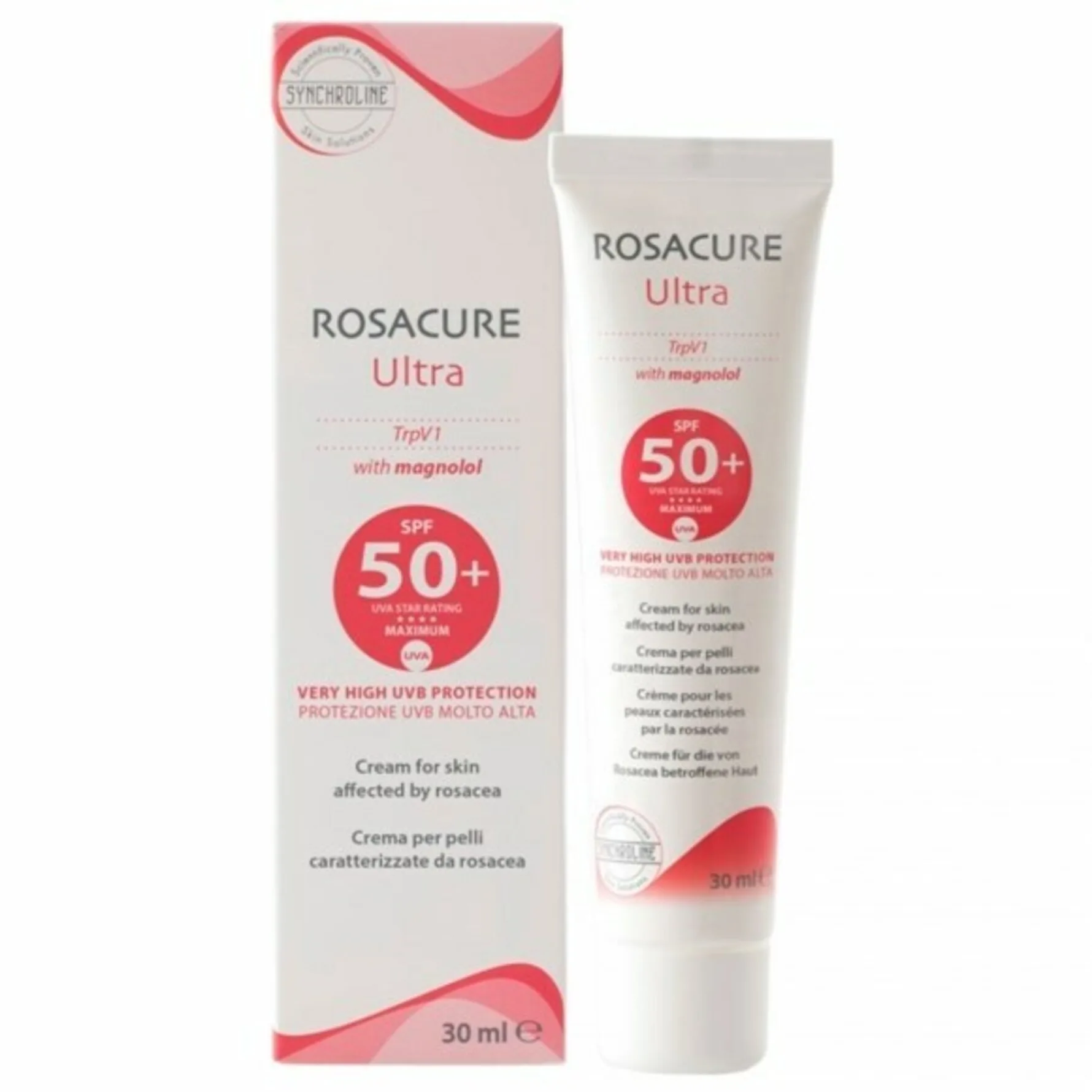 Synchroline Rosacure Ultra suojaava voide herkälle ja punoitukseen taipuvaiselle iholle SPF 50+ 30 g