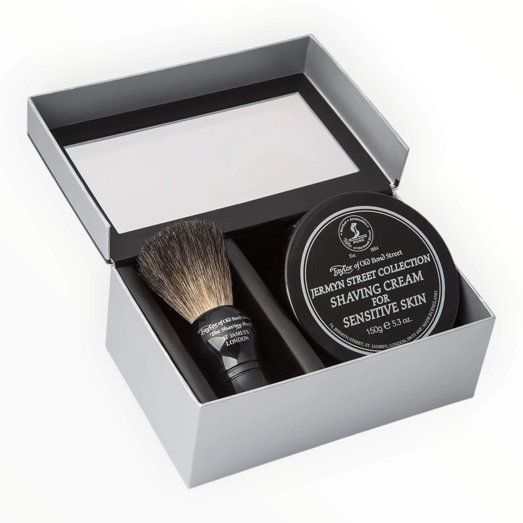 Taylor Of Old Bond Street Gaveæske med Barberkost og Barbercreme, Jermyn Street