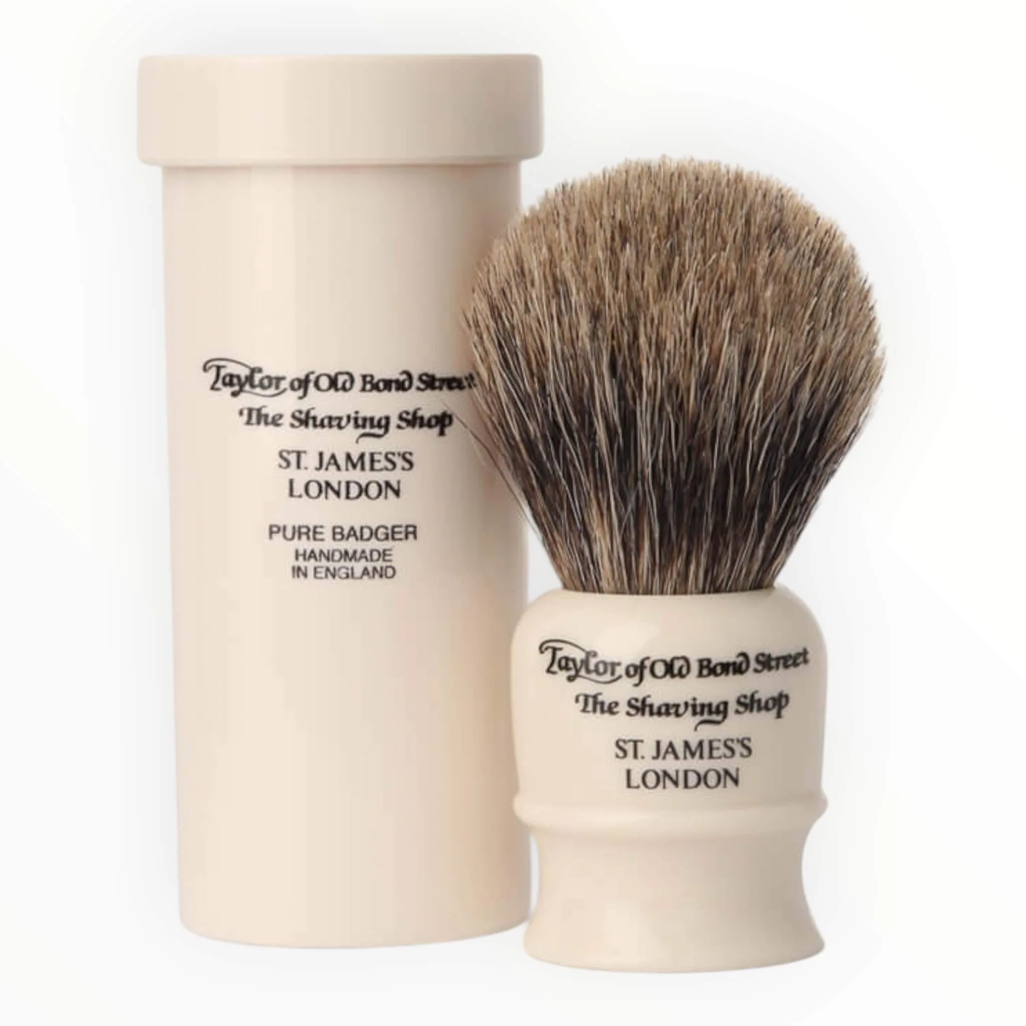 Taylor Of Old Bond Street Rejsebørste i rør, Pure Badger, Ivory