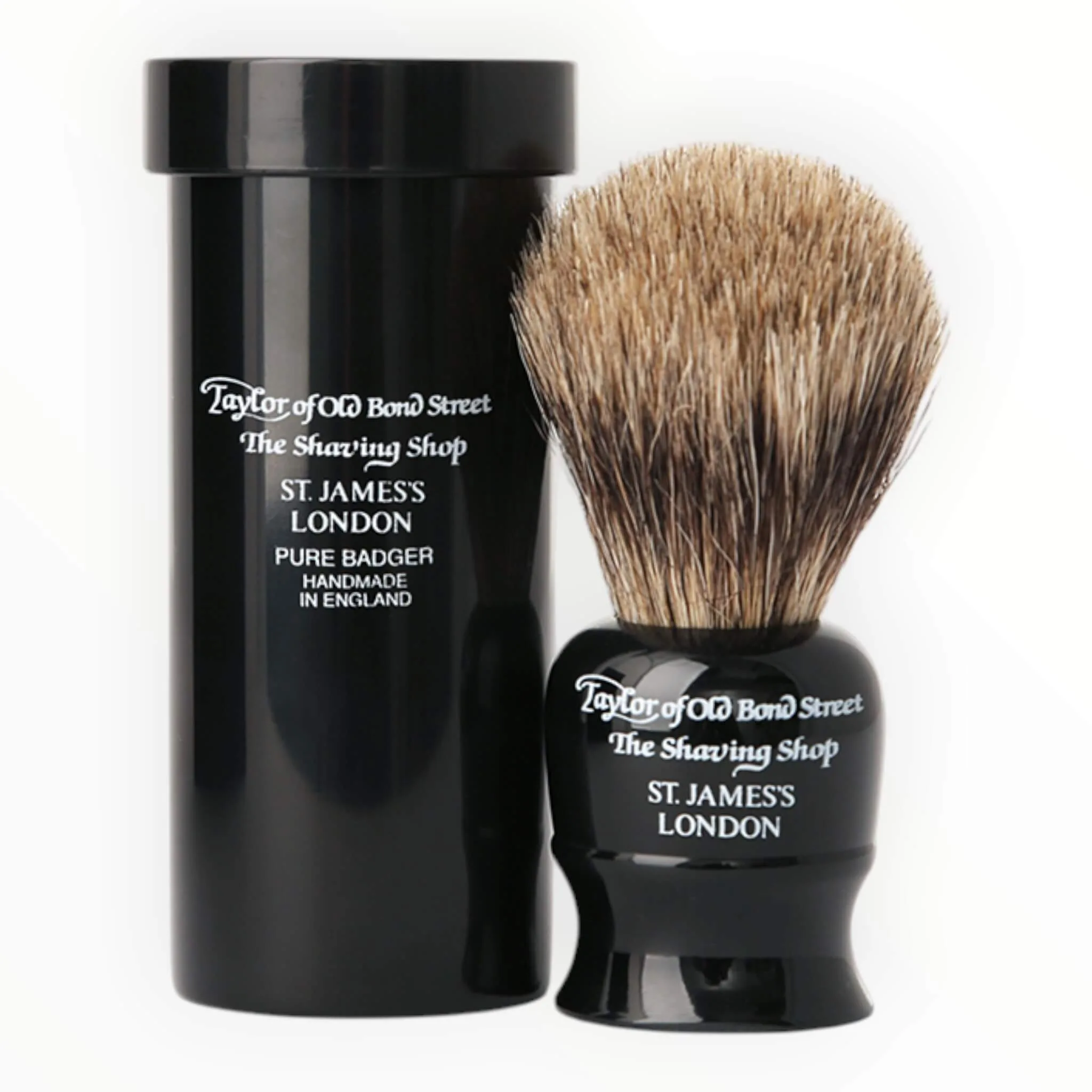 Taylor Of Old Bond Street Rejsebørste i rør, Pure Badger, Sort