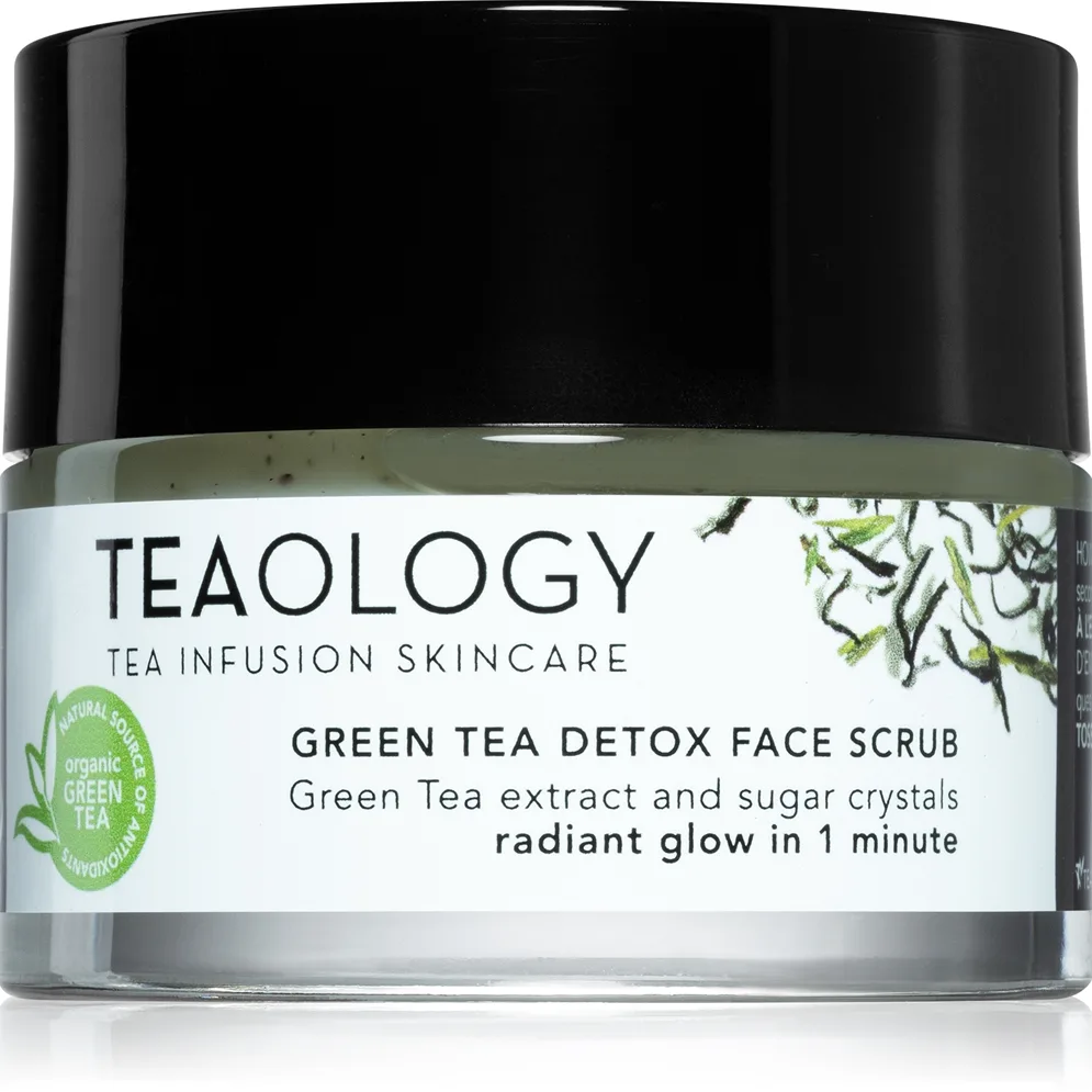 Teaology Cleansing Green Tea Detox Face Scrub hellävaraisesti puhdistava ja ravitseva sokerikuorinta sisältää vihreää teetä 50 ml