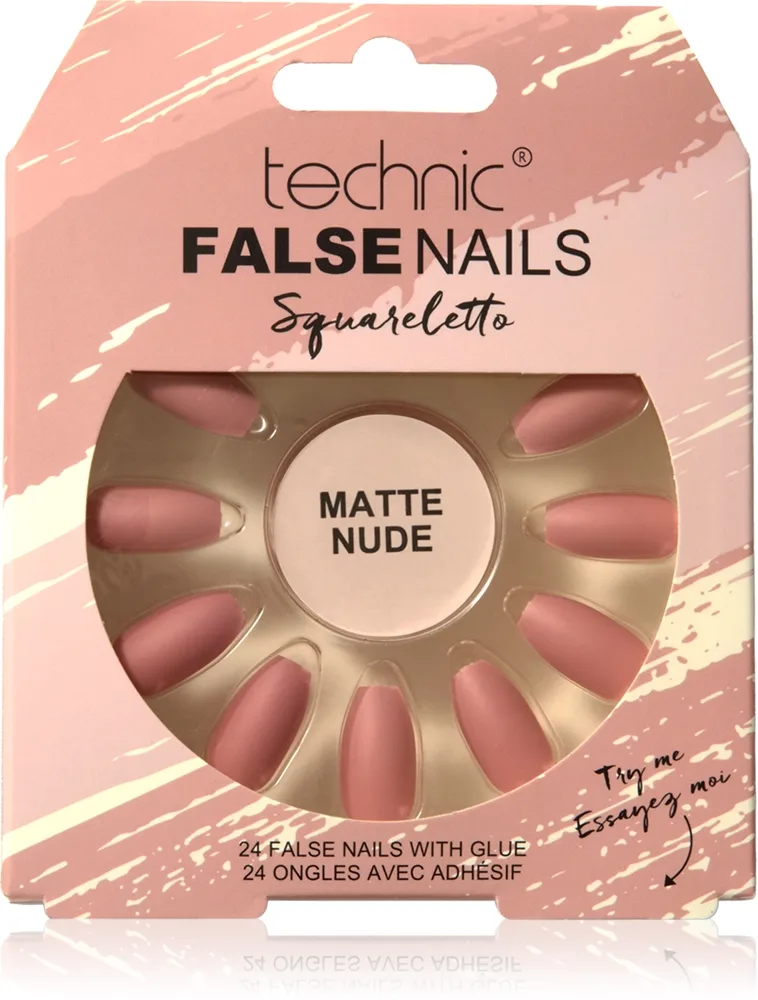 Technic Cosmetics False Nails Sqarletto kunstige negle Matte Nude 24 stk.